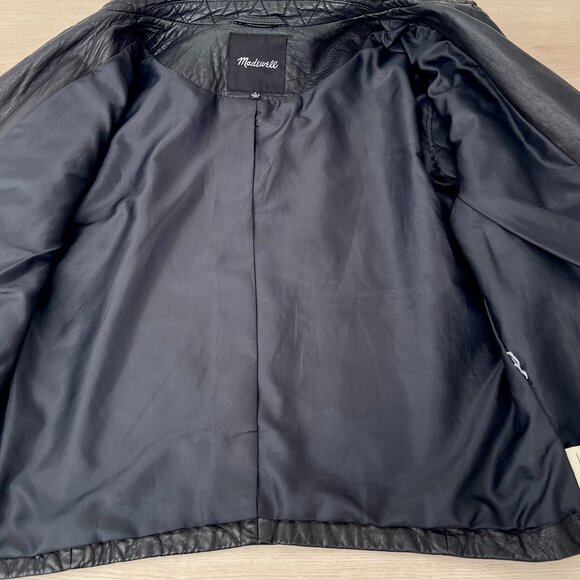 Madewell Classic Washed Black Leather Moto Jacket / Silver Hardware Large - Picture 8 of 15